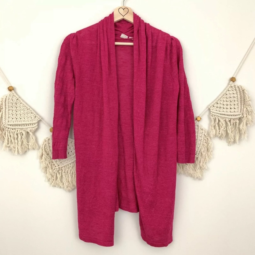 Anthropologie Yellow Bird Pink Open Knit Cardigan